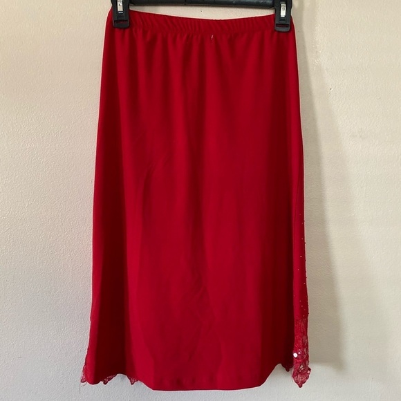 Red embellished sequins red pencil skirt size M - Picture 8 of 10